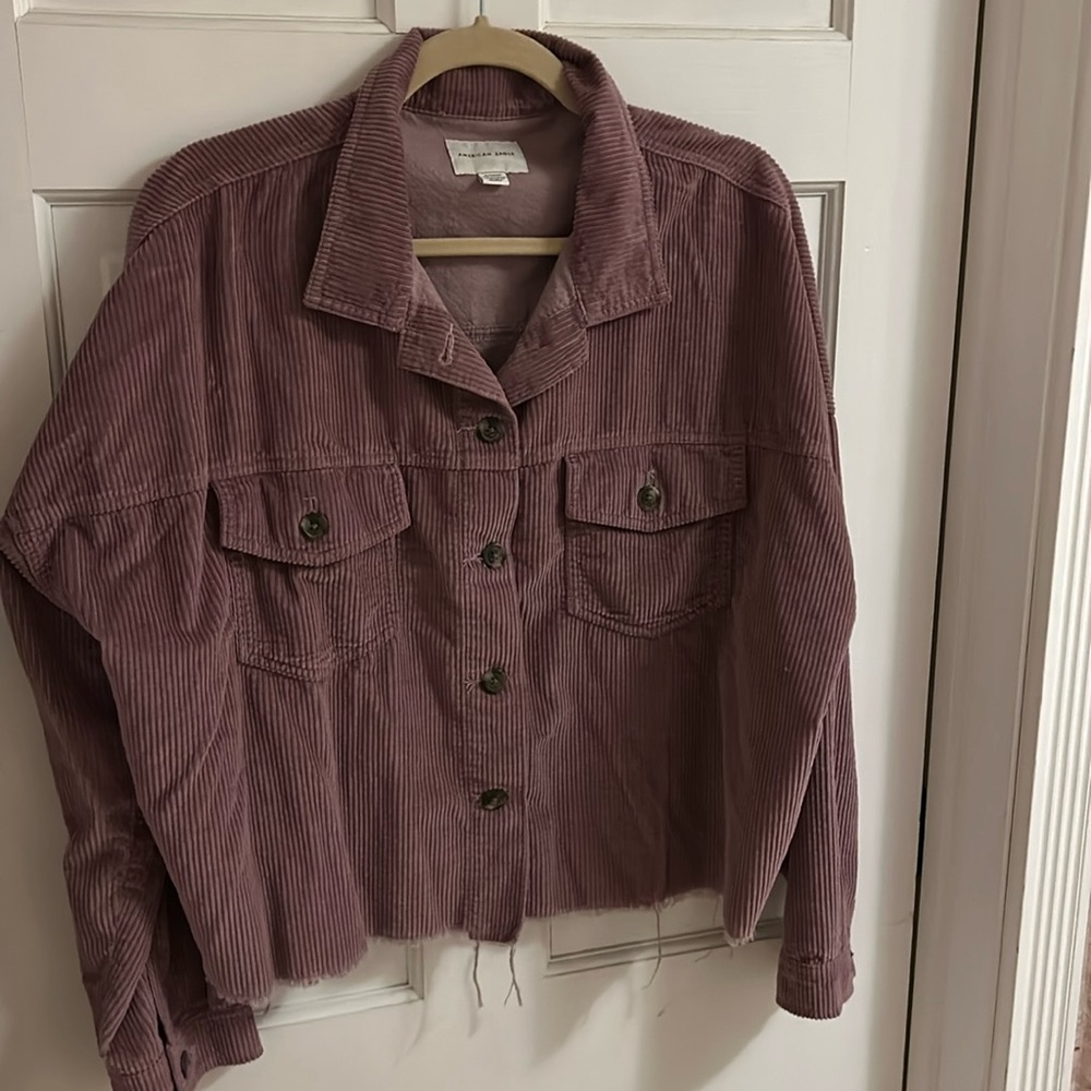 American Eagle Outfitters Mauve Corduroy Button-Down Shirt Jacket